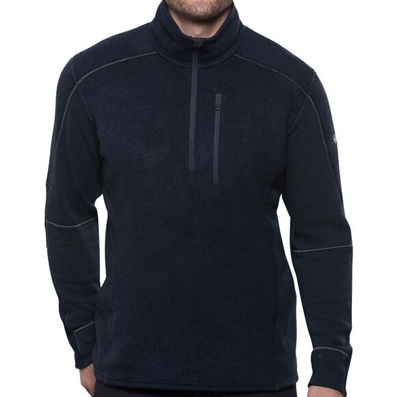 Kuhl Interceptr 1/4 Zip Fleece Sweater Alpaca Fleece Zip Pocket Dark Blue Medium - Picture 1 of 6